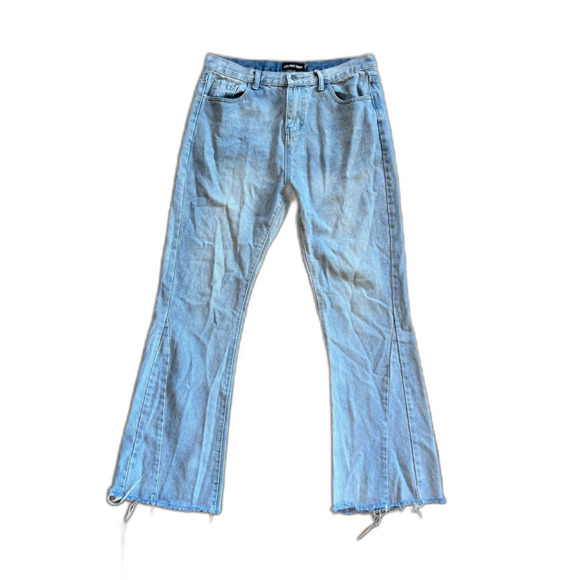 AELFRIC EDEN Blue Flare Kendrick Lamar Style Denim Jeans   Mens Size 34 - Picture 1 of 6